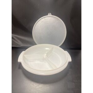Vintage TUPPERWARE- *SUZETTE* 3 Section--8"- #608-1 with‎ Lid & Handle-UNUSED